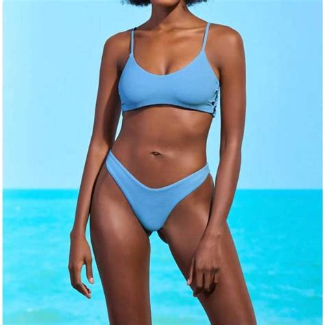 Maaji Swim New Maaji Splendour High Leg Bikini Bottom In Stone Blue