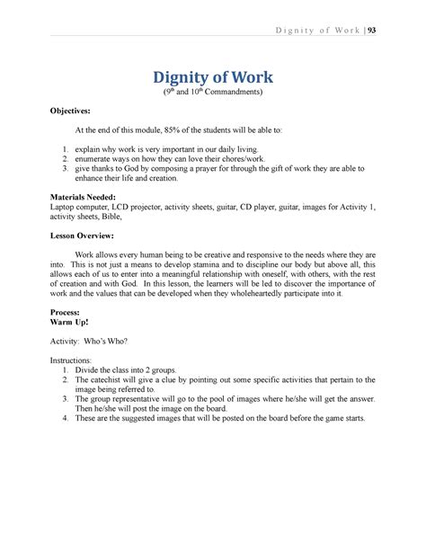 10 Dignity Of Work Dignity Of Work 9th And 10th Commandments