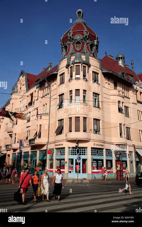 Hungary Szeged Street Scene Typical Architecture People Stock Photo Alamy