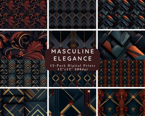 Masculine Elegance 12 Pack Masculine Theme Scrapbook Paper Journal ...