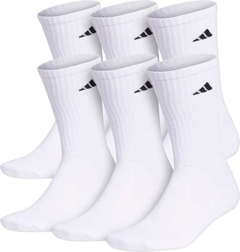 Adidas Mens Athletic Cushioned Crew Socks 6 Pair Whiteblack Xl