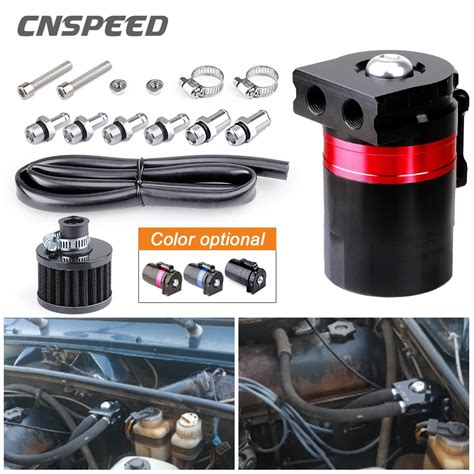 Black Car Baffled Aluminum Oil Catch Can Reservoir Tank Oil Tank Filter