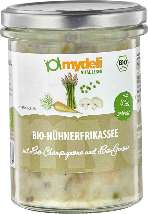 MyDeli Hühnerfrikassee mit Champignons und Gemüse 360 gr Glas