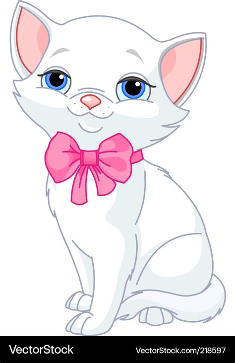 Very Cute White Cat Royalty Free Vector Image Vectorstock