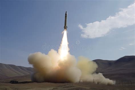 Launch of a Ballistic Missile Stock Illustration - Illustration of ...