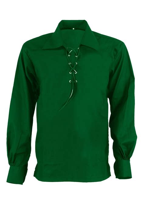 Scottish Highland Green Jacobean Jacobite Ghillie Kilt Shirt Kilt