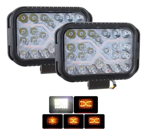 Par Faro Cuadrado 24 Led Auxiliar Bicolor 4x4 Potente 12 24v Envío gratis