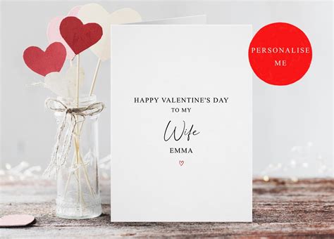 Wife Valentines Card Personalised Valentines Day Card Etsy