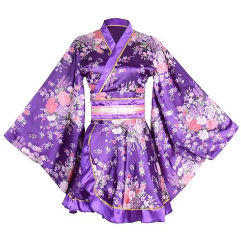 Women S Kimono Costume Adult Japanese Geisha Yukata Sweet Floral Patten Gown Blossom Satin