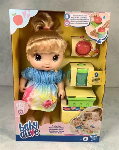 BABY ALIVE FRUITY Sips Doll Blonde Hair Baby Doll Set With Accessories