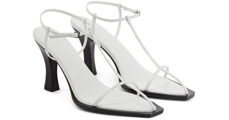 The Row T Bar Leather Sandals In White Lyst