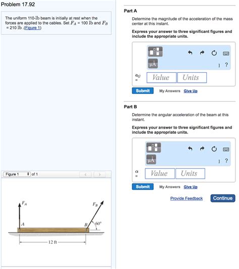 Solved Problem 17 92 Part A The Uniform 110 Lb Beam Is Chegg