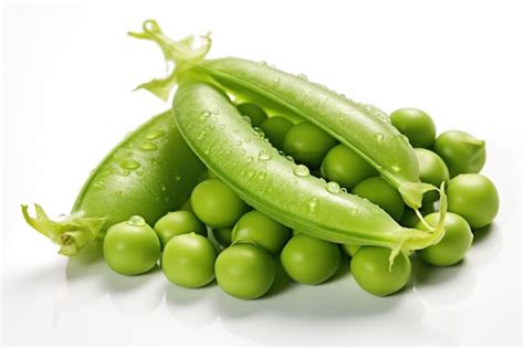 Premium Ai Image Fresh Green Peas In Pod Isolated On White Background