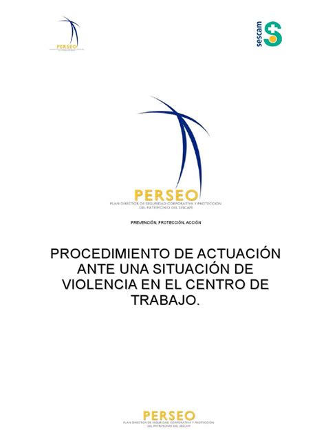 Plan Perseo Procedimiento De Actuacion Ante Situaciones Violentas Pdf