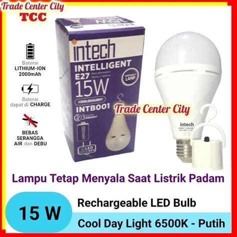 Jual Lampu Emergency Led Intech Watt Cahaya Putih Bohlam Lampu Intec