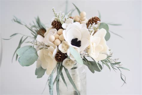 Wintry White Felt + Dried Flower Bouquet