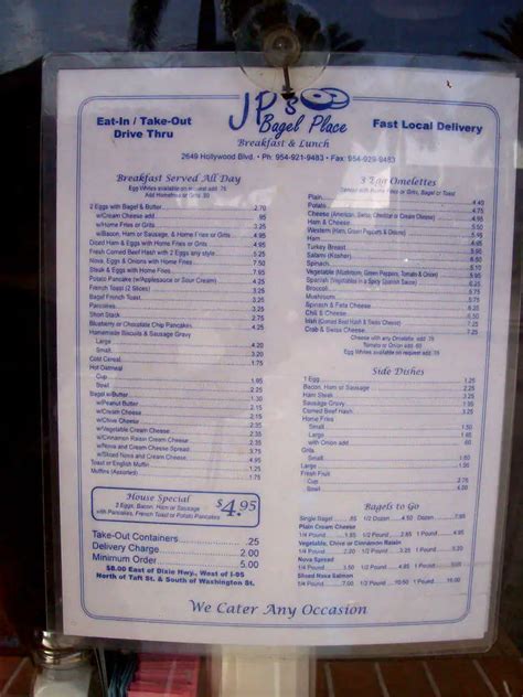 JP's Bagel Place Menu, Menu for JP's Bagel Place, Hollywood/Hallandale ...