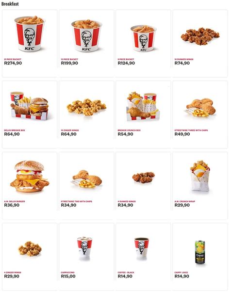 KFC Breakfast Menu Prices In South Africa