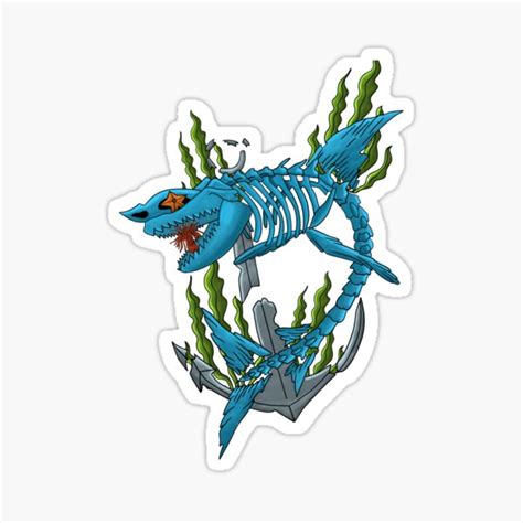 "Shark Skeleton " Sticker by KennBoi | Redbubble