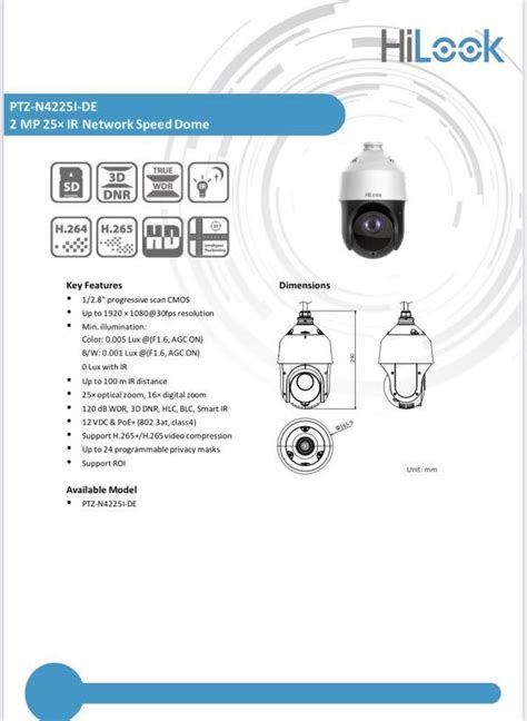 Hilook Ptz 2mp4mp Network Speed Dome Ip Camera Pan Tilt X25 Optical