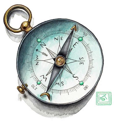 Watercolor Compass K Berrigan Art Antique Compass Original Painting Compass Art