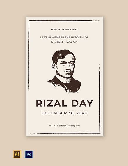 Free Rizal Day Poster Template Illustrator Psd