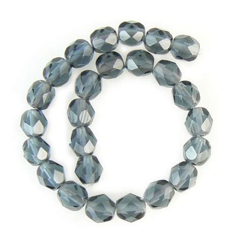 6mm Faceted Round Montana Blue Czech Fire Polished Glass Etsy