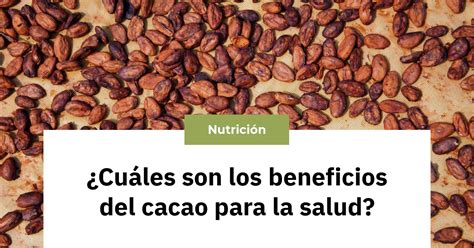 Cuáles son los beneficios del cacao para la salud Nutrición Sin Más