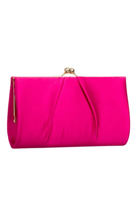 Fuchsia Satin Clutch Bag Aftershock London