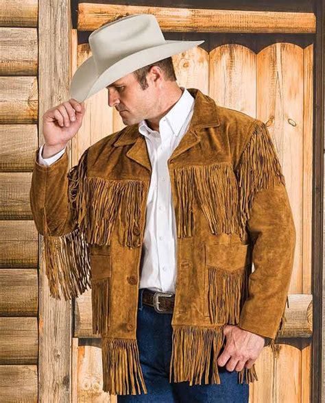 Liberty Wear Men S Tobacco Suede Fringe Western Jacket Cowboy Outfit