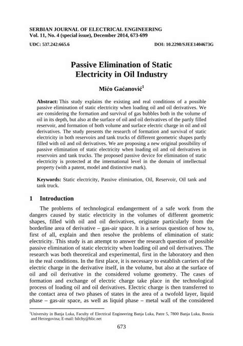 PDF Passive Elimination Of Static Electricity In Oil PDF