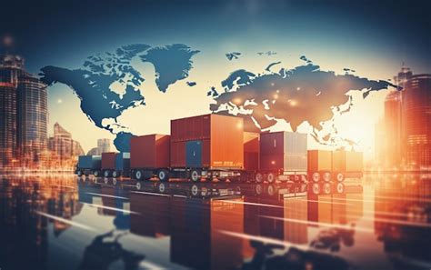 Global Business Logistics Import Export Background Premium Ai