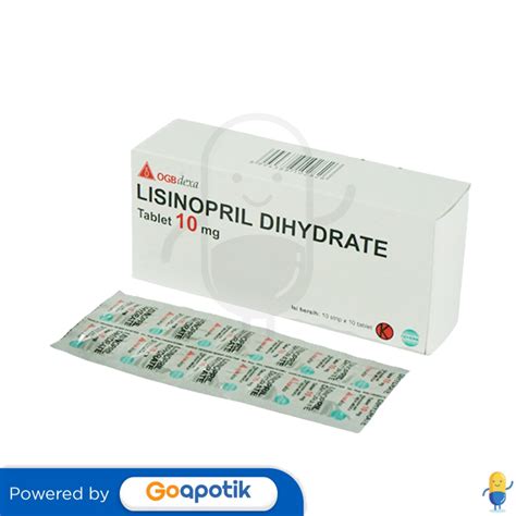 Lisinopril Dihydrate Ogb Dexa Medica 10 Mg Box 100 Tablet Hipertensi Kegunaan Efek Samping