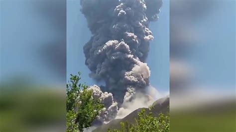 Mount Stromboli volcano seen erupting in Italy