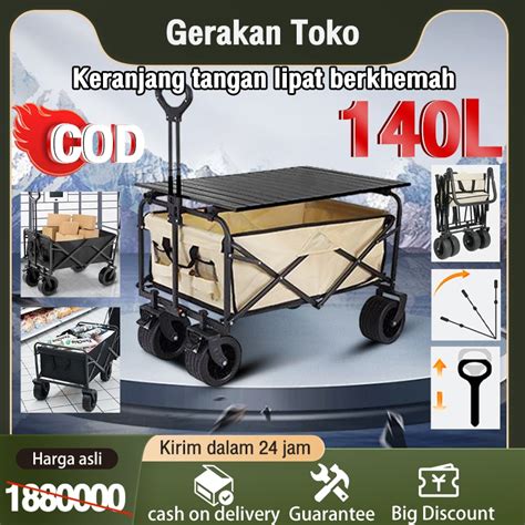 Jual Gerobak Lipat Troli Barang Box Serbaguna Camping Keluarga Glamping