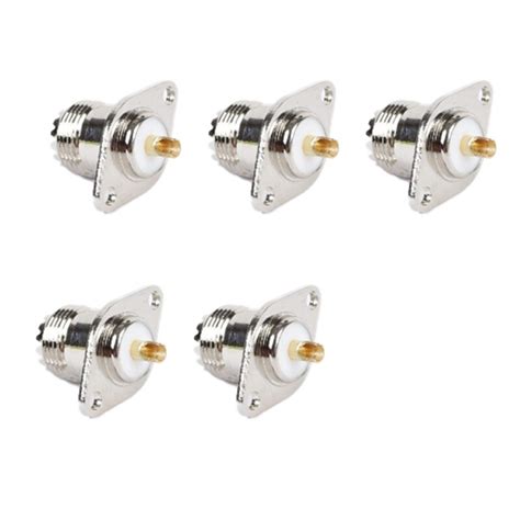 5 Pcs Uhf So239 Female 2 Hole Female Jack With Rhombic Flange Soldering