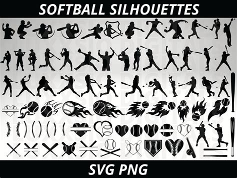 Softball Svg Softball Silhouette Svg Softball Heart Svg Etsy Australia