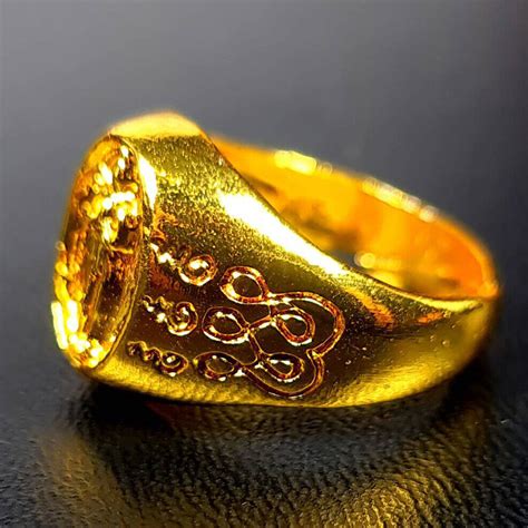 AI Kai Ring Kuman Thong Gold Plated Brass Wat Jedee Talisman Lucky Thai