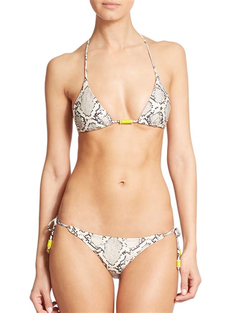 Lyst Vix Snakeskin Print Bikini Top