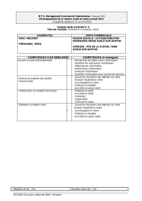 Fiche E41 4 Entretenir La Relation Client B T Management Commercial