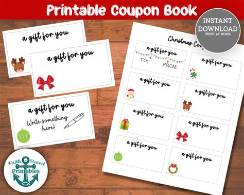 Printable Christmas Coupon Book Template Blank Coupons Etsy