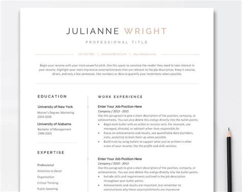 Modern Resume Template Cover Letter Icon Set For Microsoft Word 4