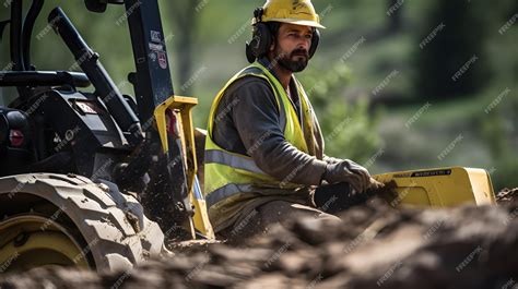 Premium AI Image | a construction worker operating a bulldozer at a site clearing operation