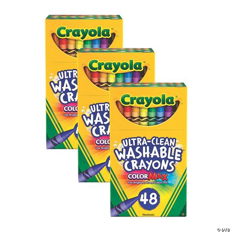 Crayola Ultra Clean Washable Crayons Regular Size 48 Per Pack 3 Packs Fun Express