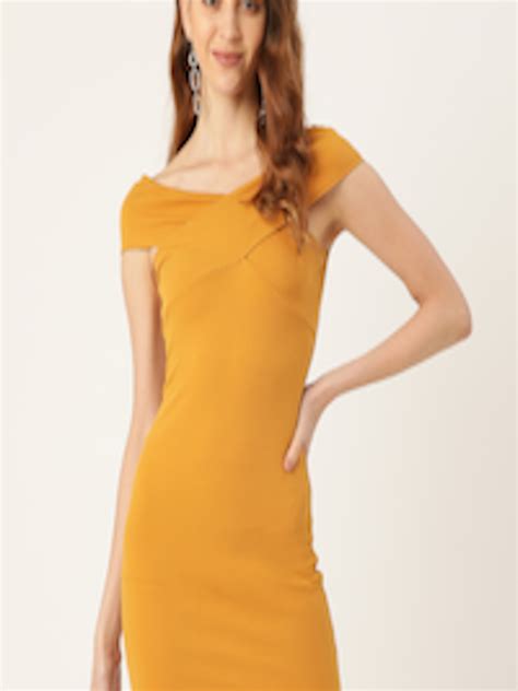 Buy Veni Vidi Vici Women Mustard Yellow Solid Bodycon Dress Dresses