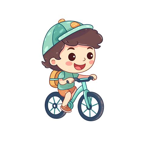 Boy Riding Bicycle Cartoon Clipart AI Generated 24637575 PNG