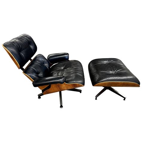 Rosewood And Black Leather Eames Lounge Chair By ICF For Herman Miller