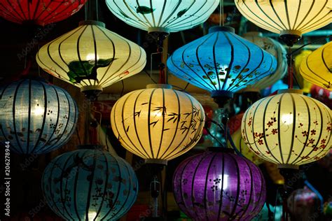 Colorful silk lanterns in Hoi An old town. Royalty high-quality stock ...