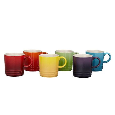 Le Creuset Stoneware Rainbow Espresso Mugs Set Of 6 100ml Mugs