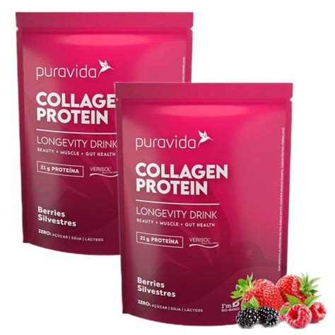 2x Collagen Protein Berries Silvestres 450g Verisol Puravida Pura